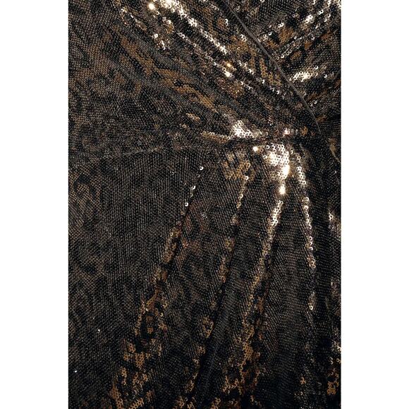 ASTR the Label Selene Leopard Sequin Wrap Mini Dress Size Large - Picture 4 of 8